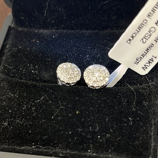 Halo cluster earrings - 14KW - 0.63ctw G/SI2 - Natural diamond - 34271
