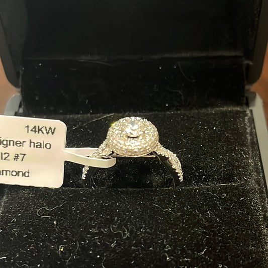 0.50ct designer halo - 14KW - 1.5ctw F/SI2 #7 - Natural diamond - 34414
