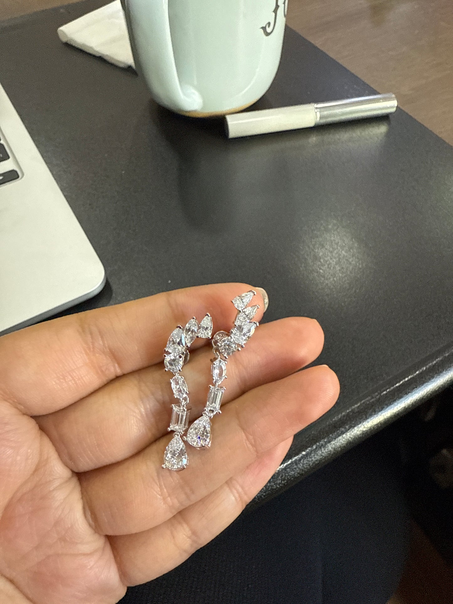 43463 Climb Earring S925 Pear drop Cubic Zircania