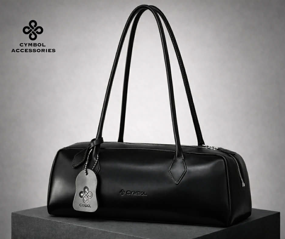 Full Grain Leather Bag Black Glossy - 26158