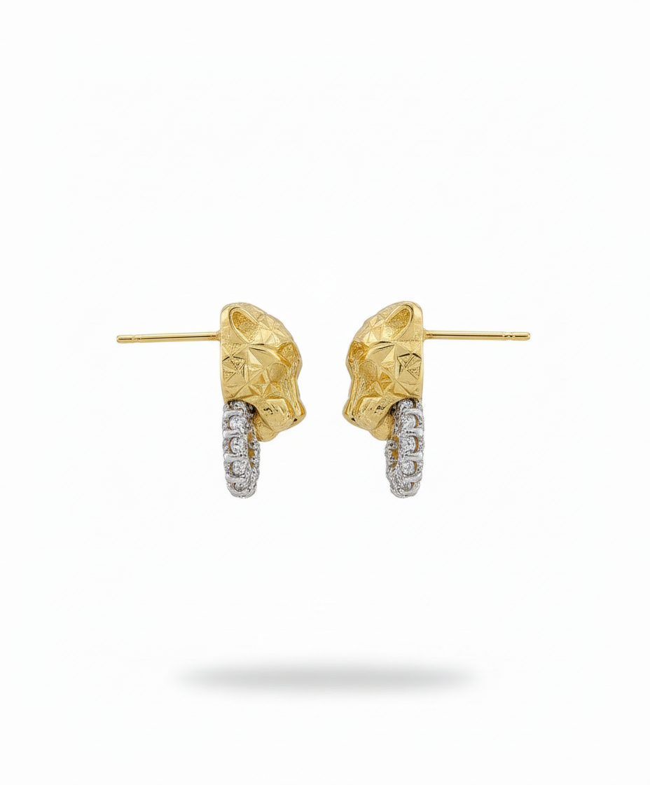 Panther earrings - 3.90g Italy - 14KY - Italian Designer