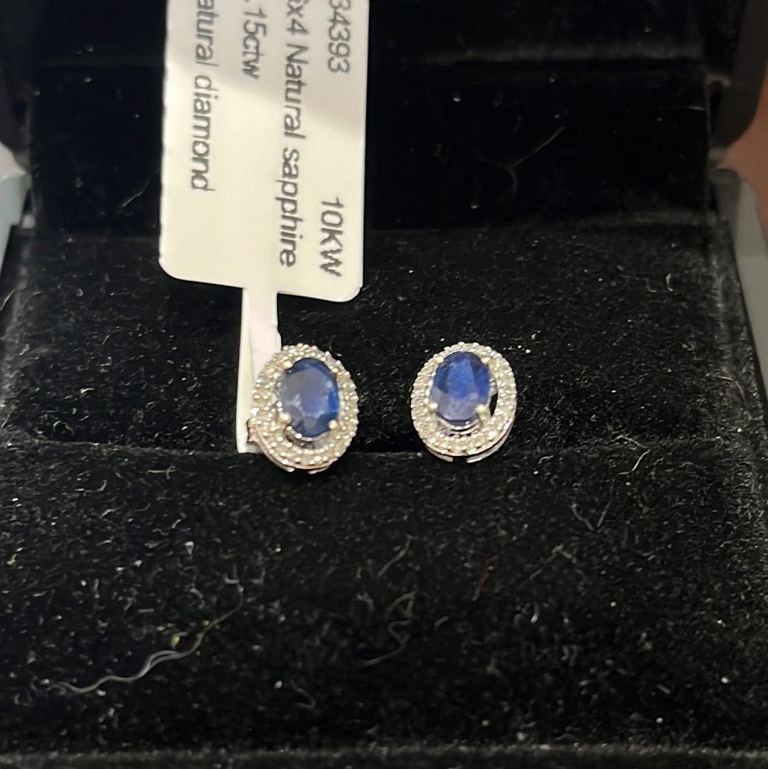 6x4 Natural sapphire - 10KW - 0.15ctw - Natural diamond - 34393