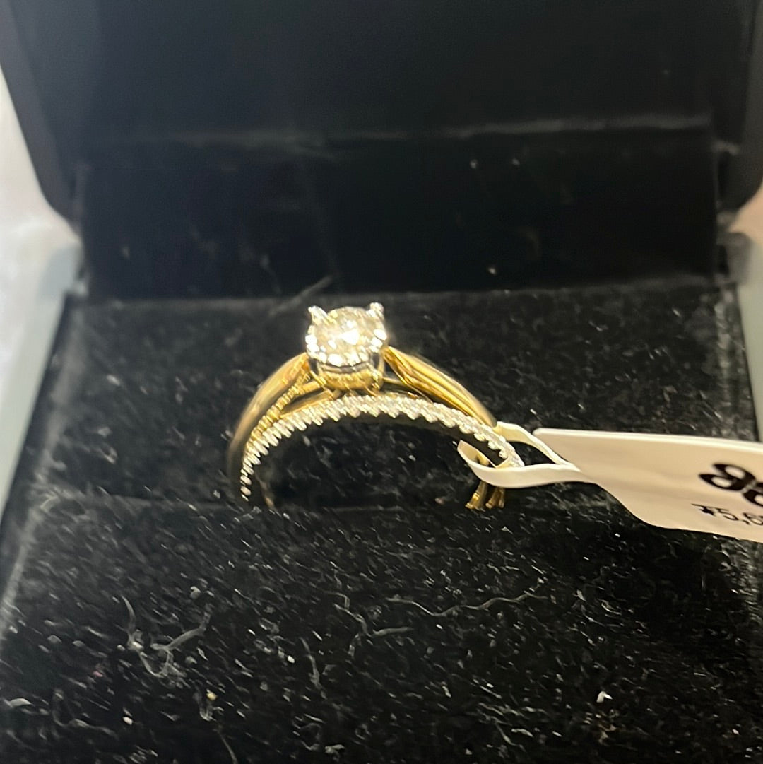 0.30ct bridal set - 10KY - 0.80ctw GH/SI2 #7 - Natural diamond - 34420