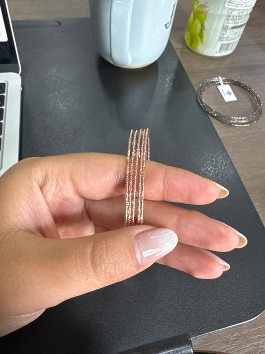 43445 Stackable Bangles Textured 1.1mm 14kr plated s925