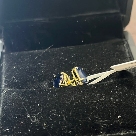 8x6 natural sapphire - 14KY - studs - Natural sapphire - 34427