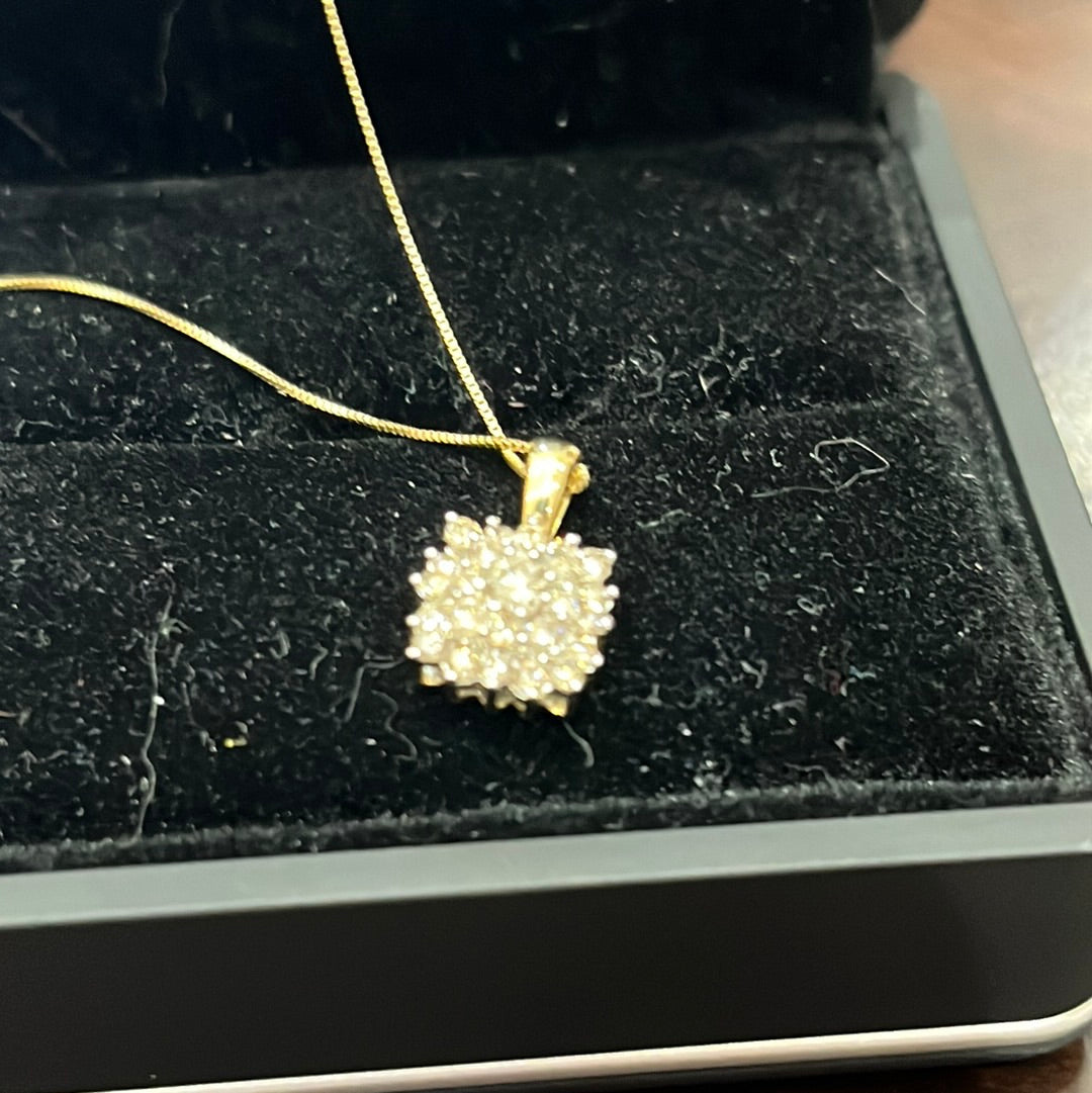 Starburst necklace - 10KY - 0.50ctw K/I1 - Natural diamond - 34378