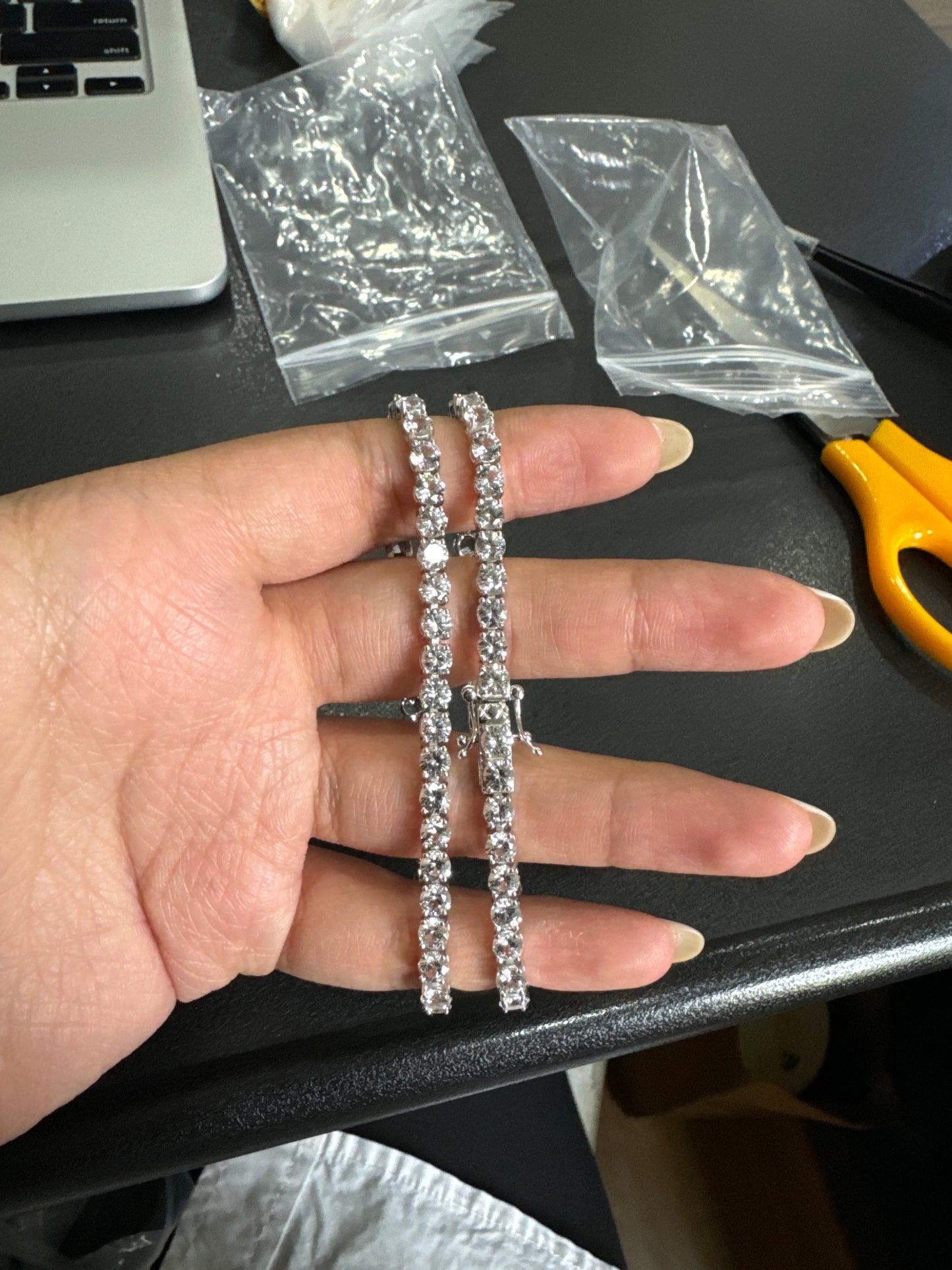 Tennis Bracelet - 11.50ctw. 3mm. 18.5cm.S925 - White Sapphire - 43437