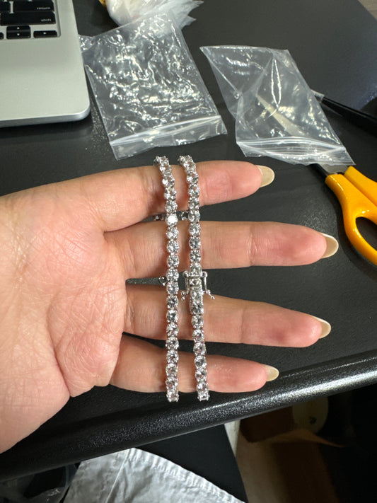 Tennis Bracelet - 11.50ctw. 3mm. 18.5cm.S925 - White Sapphire - 43437