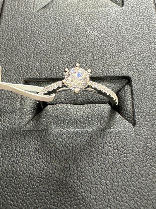 Six prongs 0.50ct F/VS2 #6 14KW - Natural Diamond 42097