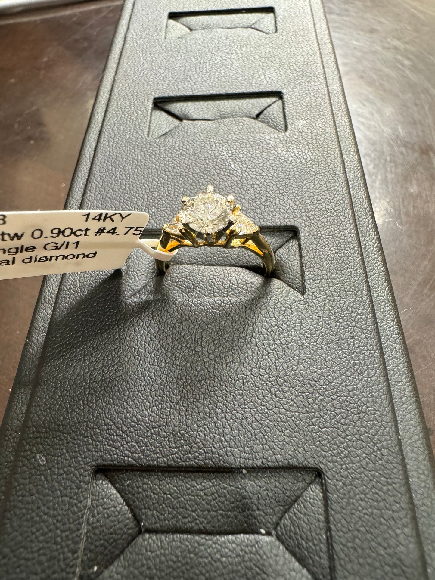 2 triangle G/I1 1.15ctw 0.90ct #4.75 14KY - Natural diamond 42028