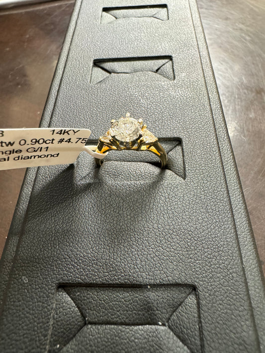 2 triangle G/I1 1.15ctw 0.90ct #4.75 14KY - Natural diamond 42028