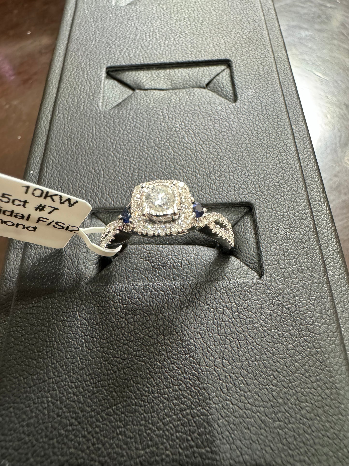Sapphire bridal F/Si2 0.65ctw 0.15ct #7 10KW - Natural diamond 42047