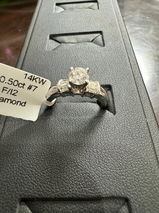 Baguette F/I2 0.75ctw 0.50ct #7 14KW - Natural diamond 42029
