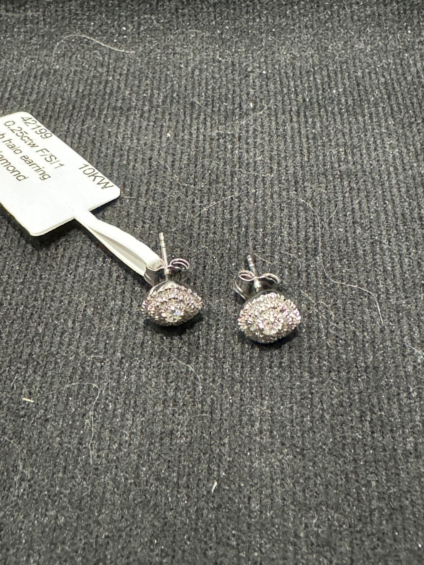 Lab halo earring - 0.25ctw F/SI1 - 10KW - Lab Diamond