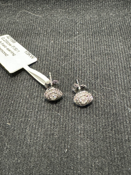 Lab halo earring - 0.25ctw F/SI1 - 10KW - Lab Diamond