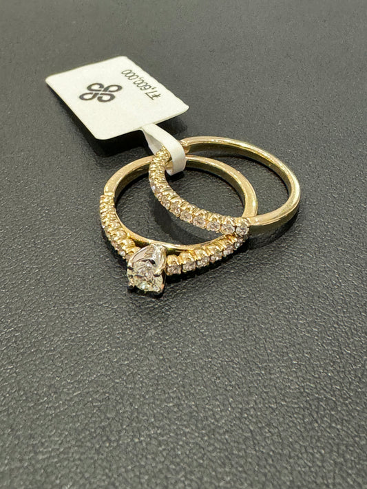 Bridal set #6.5 - 1.14ctw 0.33ct G/SI - 14KY - Natural Diamond