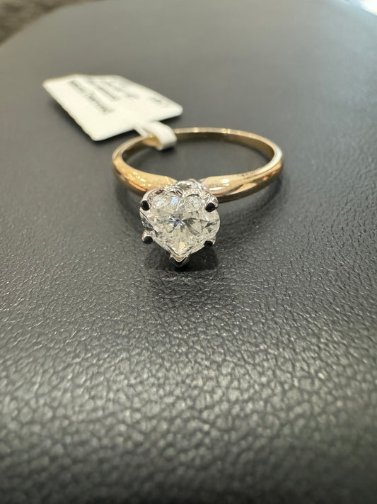 Heart diamond - 1.00ct G/I1 #7 - 14KY - Natural Diamond