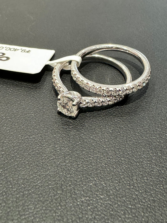 Bridal set #6 - 1.37ctw 0.46ct G/I2 - 14KW - Natural Diamond
