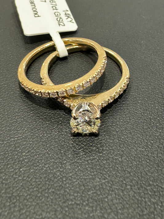 Bridal set #7 - 1.69ctw 0.67ct G/SI2 - 14KY - Natural Diamond