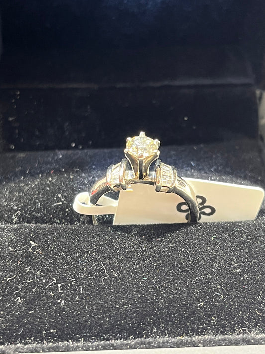 0.47ct tall solitaire - 14KW - 1.14ctw H/SI2 #6.5 - Natural diamond - 34198