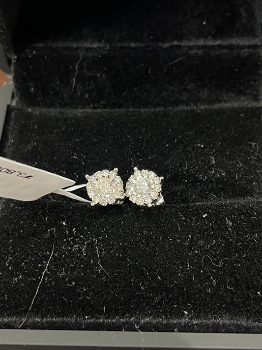 0.20ct flower studs - 14KW - 0.50ctw G/SI3 - Natural diamond - 34323