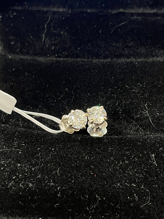 0.40ct studs 4 prong - 14KW - 0.80ctw G/SI2 - Natural diamond - 34317