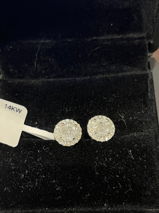Cluster studs - 14KW - 1ctw GH/SI1 - Natural diamond - 34291