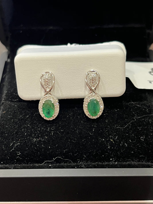 6x4 Emerald drop - 10KW - 0.18ctw diamond - Natural emerald - 34335