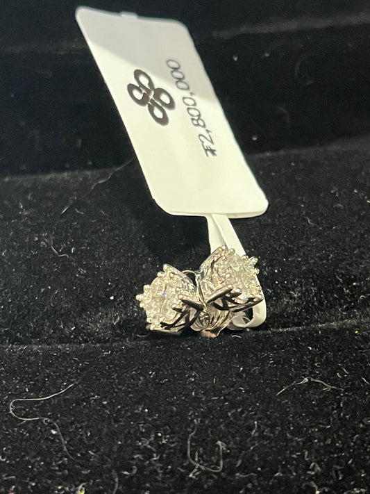 Square sparkle studs - 10KW - 0.25ctw H/SI2 - Natural diamond - 34413