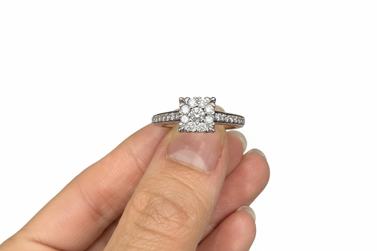 9 stone princess - 14KW - 0.60ctw G/SI2 #6 - Natural diamond - 34221