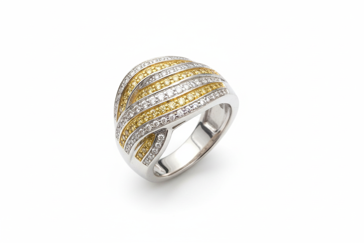 0.35ctw Y/W Intersect - Natural Diamond Ring #8 S925 33333