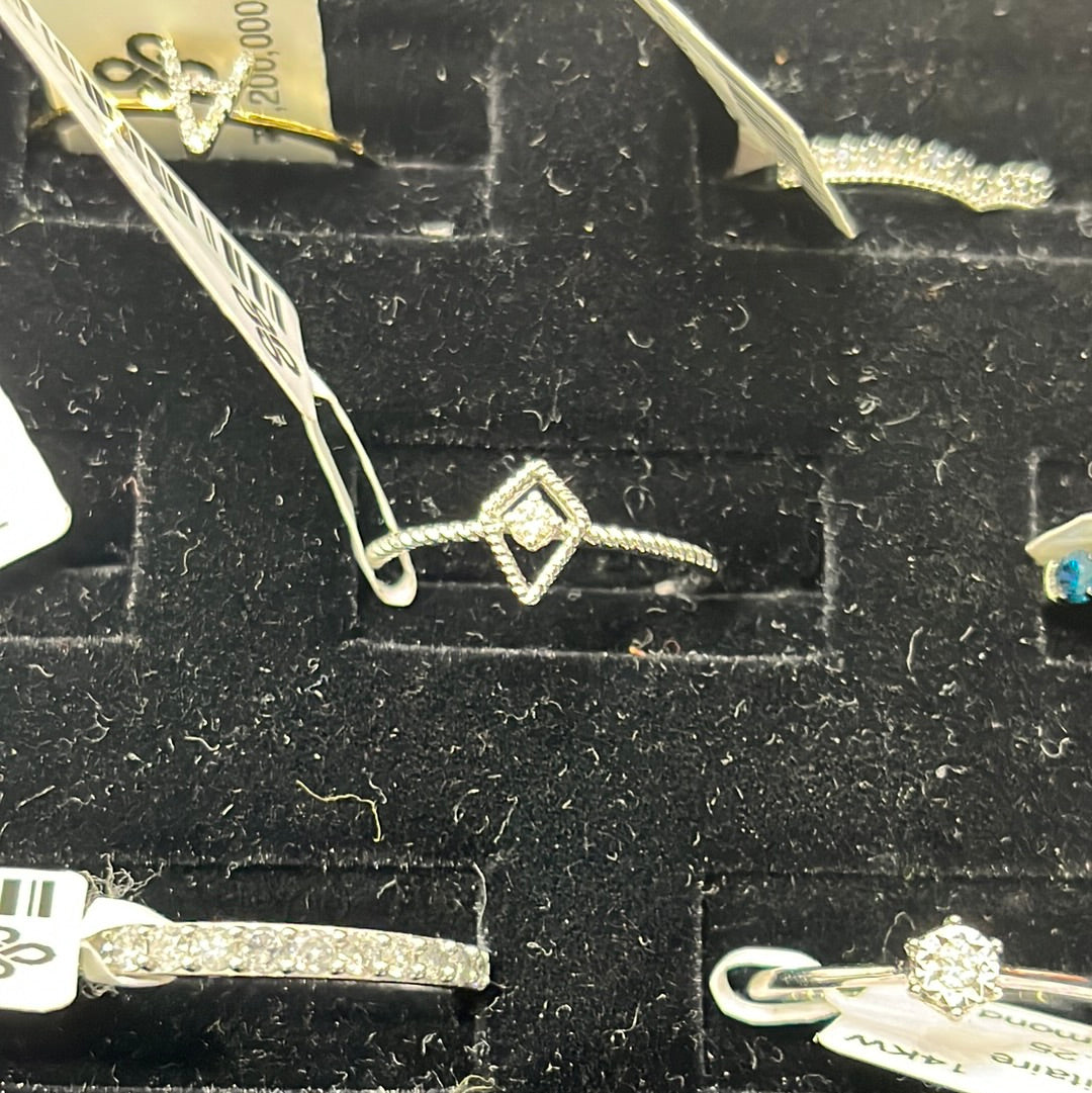 Solitaire Ring 0.04ctw. #6.5 14KW - 52447