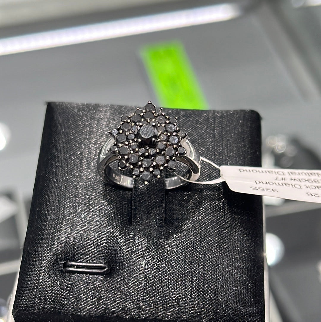 Black Diamond Cluster 1.89ctw. Blk Dmnd #7 925S - 52126