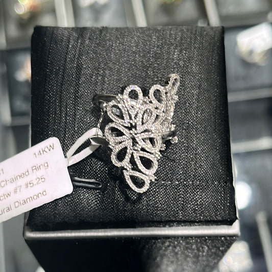 Dual Chained Ring 0.50ctw. #7 #5.25 14KW - 11051