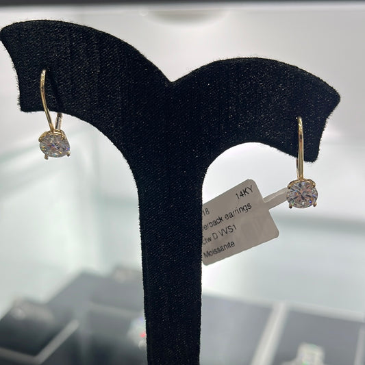 Leverback earrings - 14KY - 2ctw D VVS1 - Moissanite - 32218