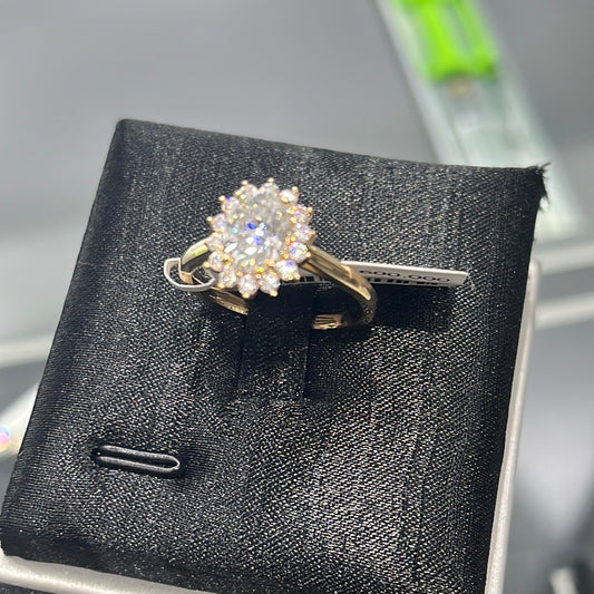 Flower ring - 14KY - 1.25ct E VVS1 - Moissanite #7 x - 32135