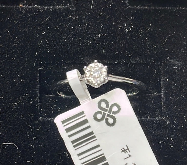 Simple solitaire - 14KW - 0.04ctw #6.25 - Natural Diamond - 32088