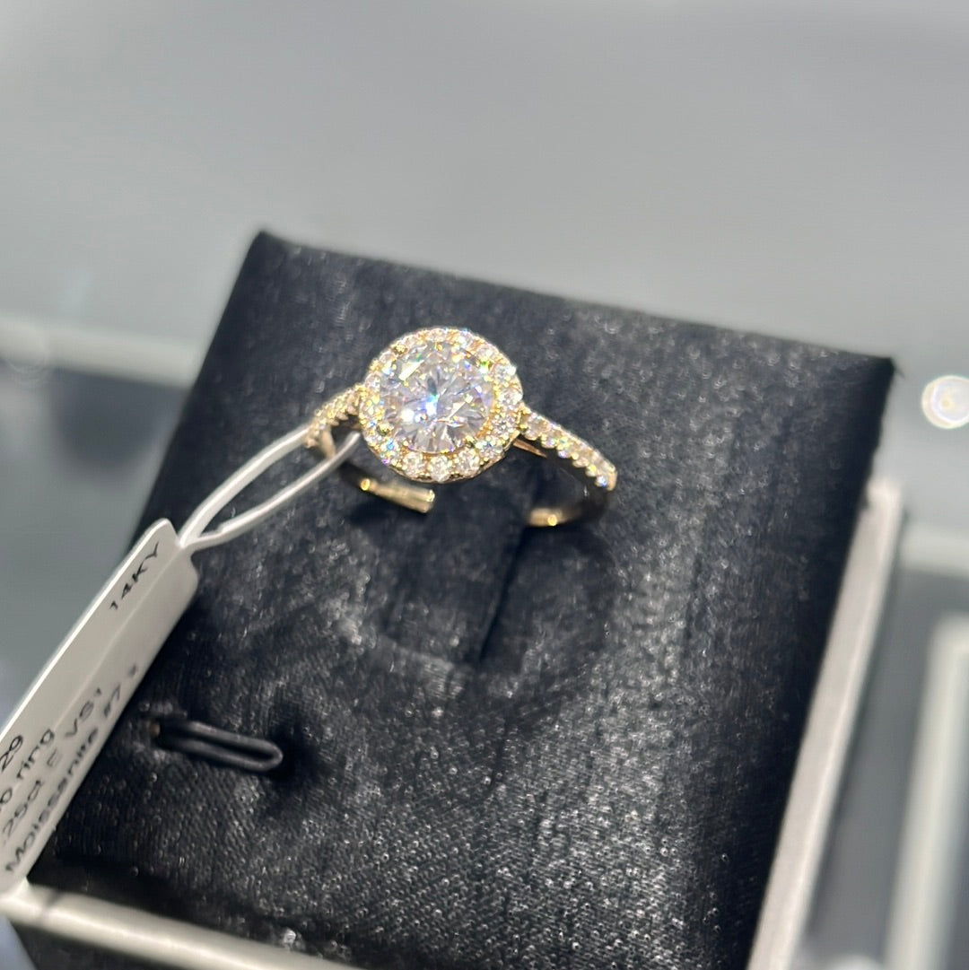 Halo ring - 14KY - 1.25ct E VS1 - Moissanite #7 x - 32129
