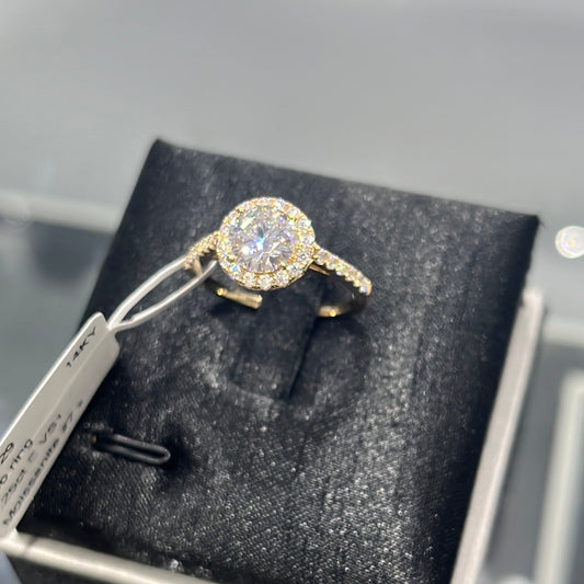 Halo ring - 14KY - 1.25ct E VS1 - Moissanite #7 x - 32129