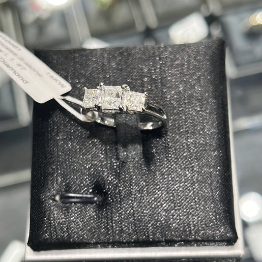 Princess 3-stone 1.5ctw. I. I. #7 14KW - 10461