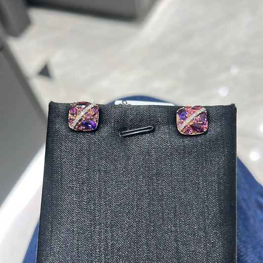 Rhodolite, Pink Tourmaline Amethyst, Diamond 10KR - 11701
