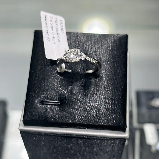 Halo cushion - 14KW - 0.65ctw 0.40ct - Natural G/I1 #7 - #32027