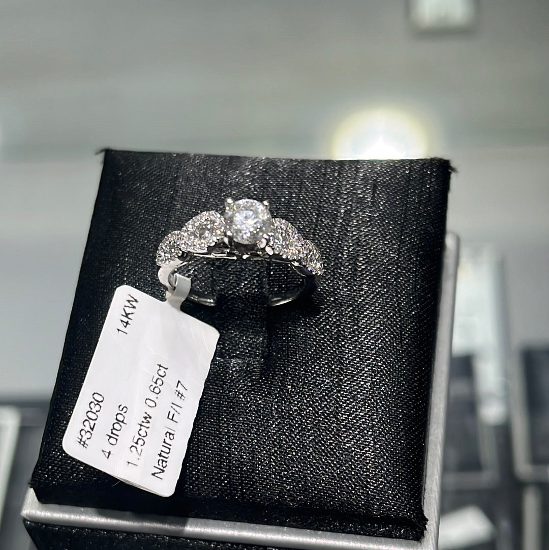 4 drops - 14KW - 1.25ctw 0.65ct - Natural F/I #7 - 32030
