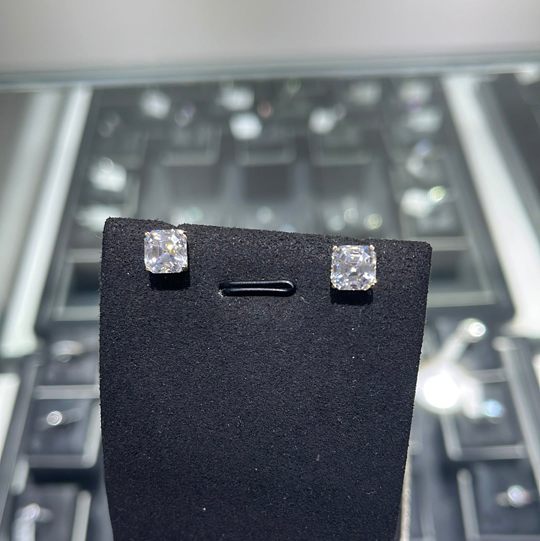 Asscher earrings - 14KY - 4ctw D VVS1 - Moissanite - 32220