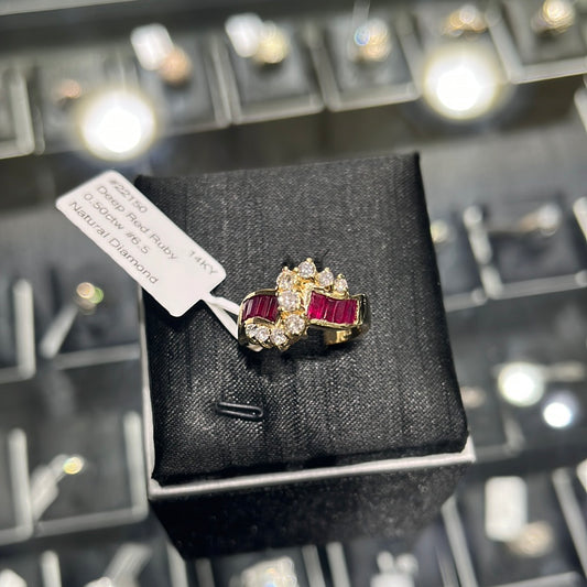 Deep Red Ruby 0.50ctw. Size 6.5 14K Yellow Gold - 22150