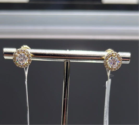 Halo Earrings 0.5 - 14k yellow gold - 10003Y0.5