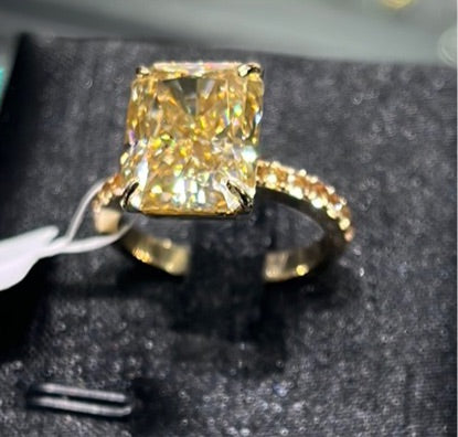 Radiant Yellow 8ct Moissanite Ring - 14k yellow gold - 13071